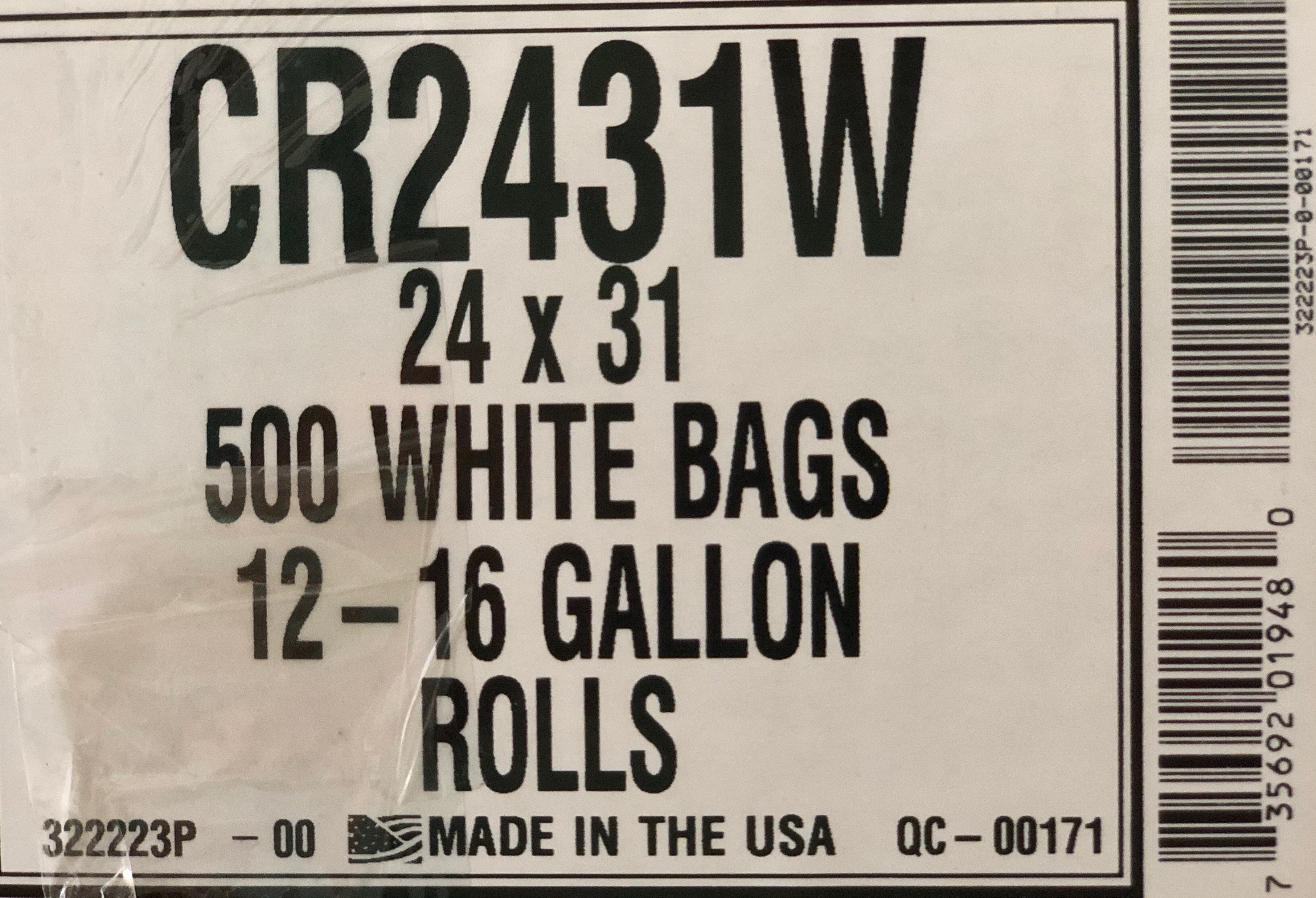 24X32 WHITE .5 MIL CAN LINERS 500/CS