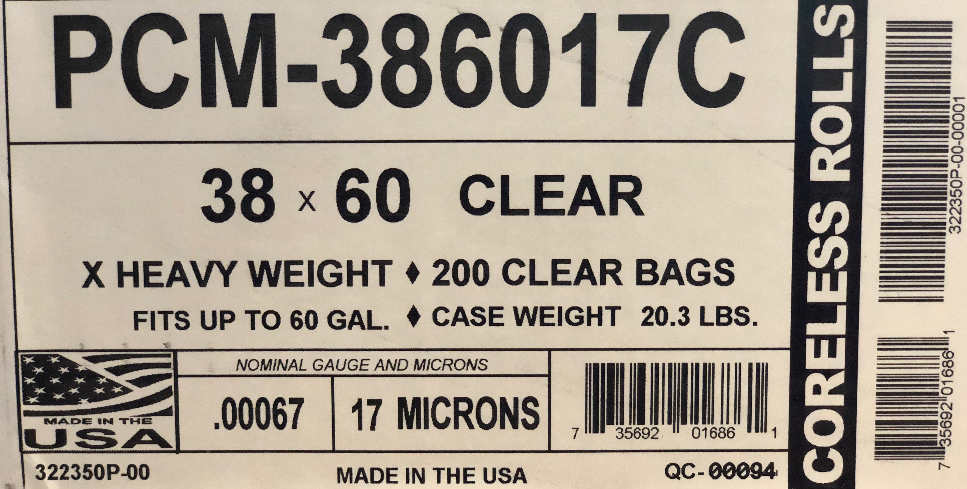 38X60 CLEAR 17 MIC CAN LINERS 200/CS